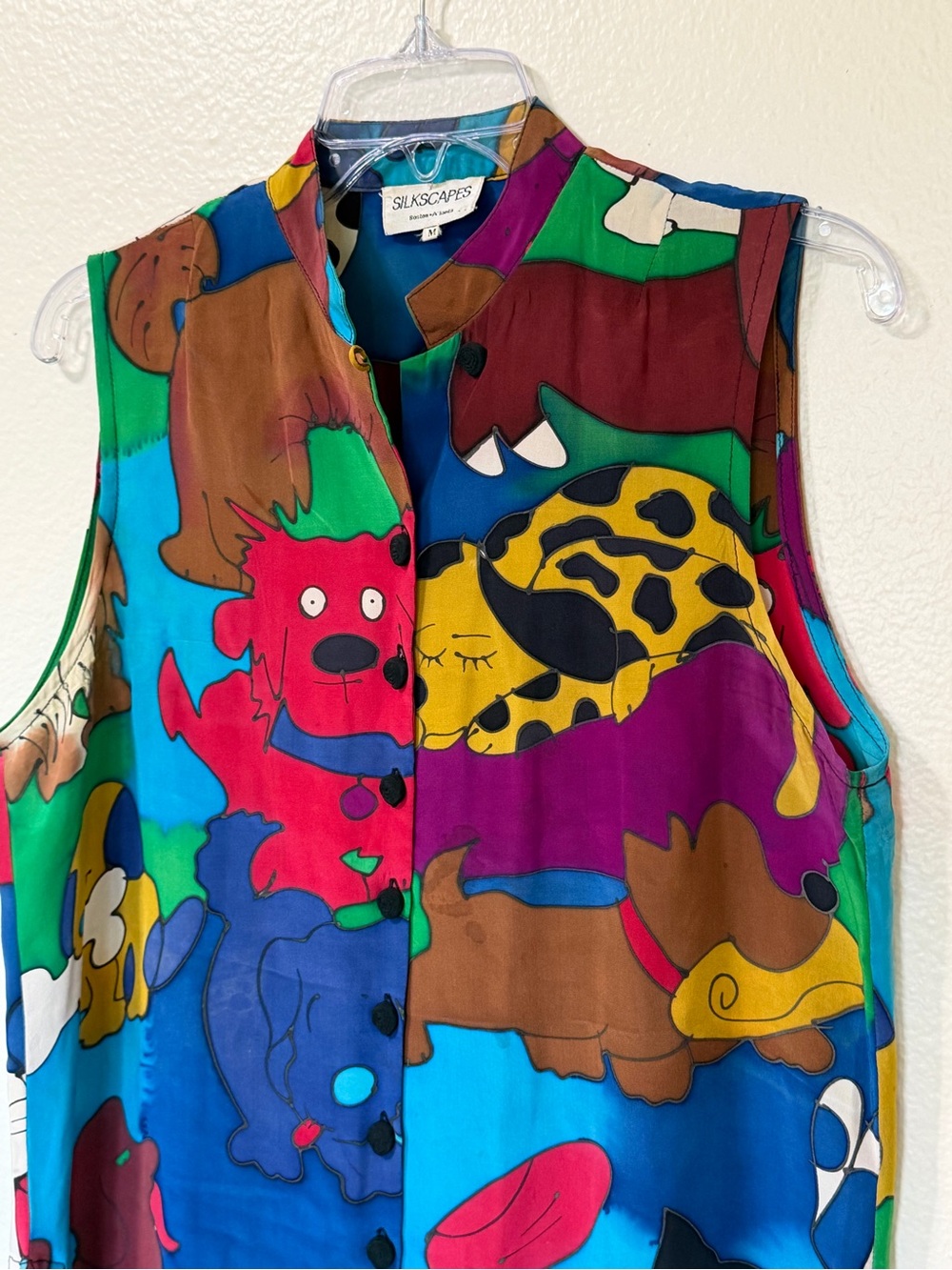 Vintage 90s y2k Multicolor Animal Cartoon Print Sleeveless Top